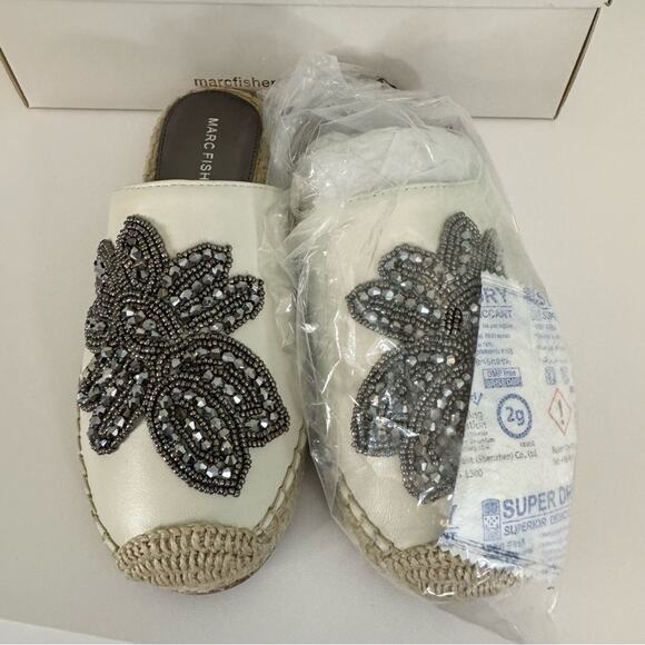 Marc Fisher Women's Slip On Espadrille Leather Beaded Rope Loafers Size 5.5 NIB - Picture 7 of 13